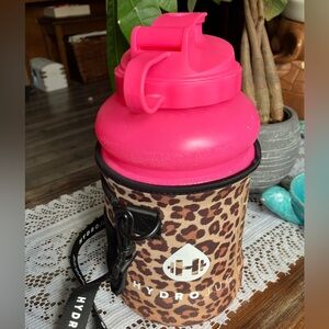 Hydrojug Pink Water Bottle with Leopard Print Sleeve